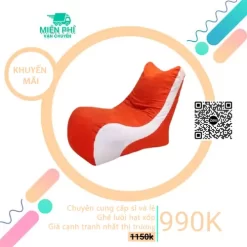 Ghế lười hạt xốp Sofa TPHCM GL100, phối màu Cam - Kem