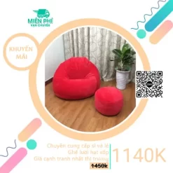 Trọn bộ Gối lười hạt xốp mềm mại đa năng - hình giọt nước màu đỏ GLN015