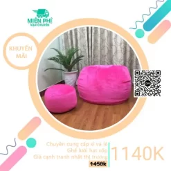 Trọn bộ Gối lười đa năng mềm mại - Mẫu hạt xốp giọt nước màu hồng sen GLN016
