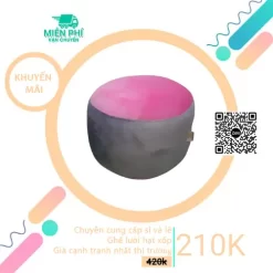 Đôn tròn nhỏ gọn giá rẻ TPHCM - Phối màu xám-hồng phấn DGL024