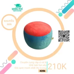 Gối gác chân đa năng TPHCM - Đôn tròn phối màu xanh dương-cam DGL025