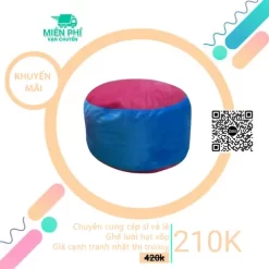 Đôn hạt xốp giá rẻ TPHCM - Gối gác chân phối màu xanh dương-hồng cánh sen DGL026