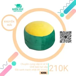 Đôn hạt xốp giá rẻ - Đôn tròn gác chân phối màu xanh lá – vàng DGL027