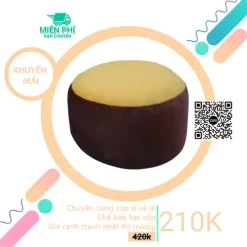 Đôn ghế lười TPHCM - Đôn tròn gác chân phối màu nâu-vàng DGL013