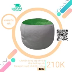 Gối gác chân TPHCM - Đôn tròn gác chân phối màu trắng-xanh lá DGL015