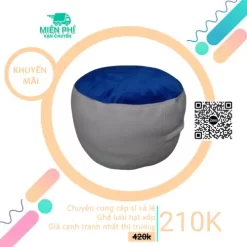 Đôn tròn nhỏ gọn TPHCM - Gối gác chân phối màu trắng-xanh lam DGL016