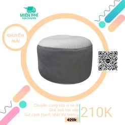 Đôn gác chân TPHCM - Đôn tròn gác chân phối màu xám lông chuột DGL022