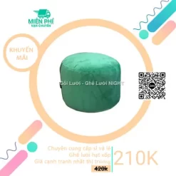Đôn gối hạt xốp - Mẫu tròn gác chân màu xanh lá DGL005