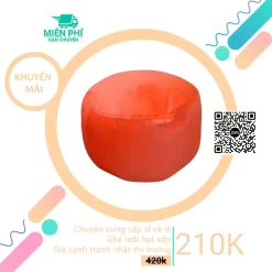 Đôn hạt xốp TPHCM - Mẫu tròn gác chân phối màu cam DGL007
