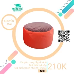 Đôn gối lười tiện ích - Đôn tròn gác chân phối màu cam-nâu DGL008