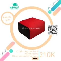 Đôn gối lười hình vuông nhỏ gọn- Mẫu gác chân màu Đen – Đỏ DGL002