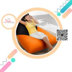 Ghế lười hạt xốp hình Kim Tự Tháp tiện lợi TPHCM màu Cam - Đen GL018