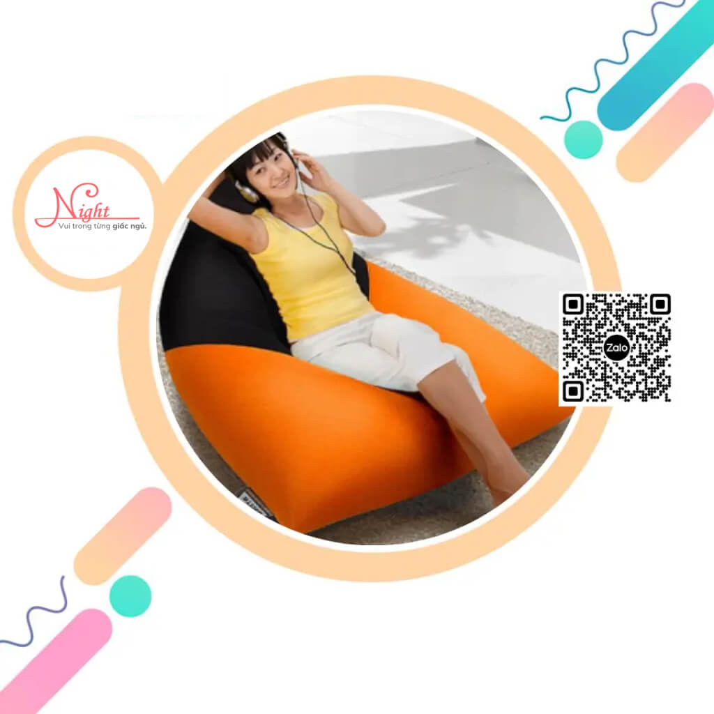 Ghế lười hạt xốp hình Kim Tự Tháp tiện lợi TPHCM màu Cam - Đen GL018 1 Ghế lười hạt xốp hình Kim Tự Tháp tiện lợi TPHCM màu Cam - Đen GL018
