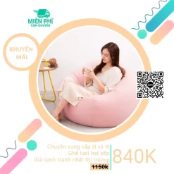 Ghế lười hạt xốp tiện lợi cho gia đình hình giọt nước màu hồng GL195