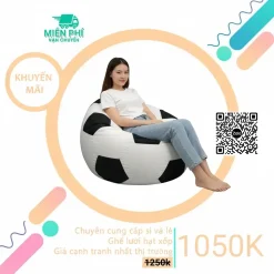 Ghế lười hình trái banh đa năng Trắng - Đen GLQB009