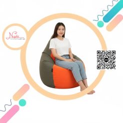 Ghế lười đa năng cao cấp hình giọt nước phối màu Xám - Cam GLN123