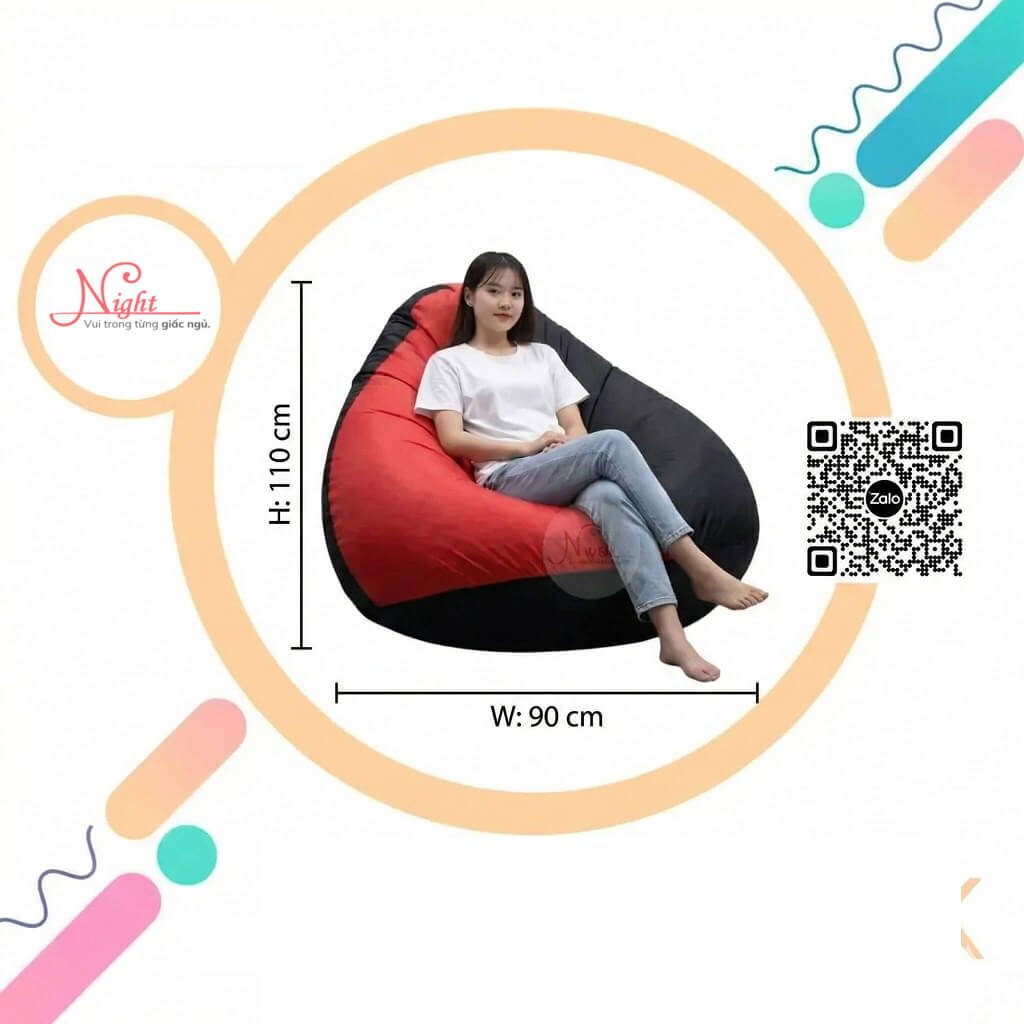 Trọn bộ Ghế lười hạt xốp đa năng hình giọt nước phối màu đỏ – đen GLN029 1 Trọn bộ Ghế lười hạt xốp đa năng hình giọt nước phối màu đỏ – đen GLN029