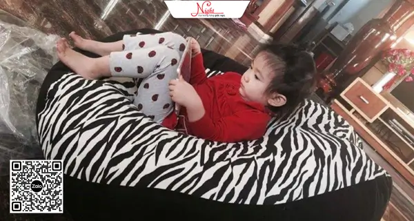 Ghế lười quả lê phối màu Đen Ngựa Vằn