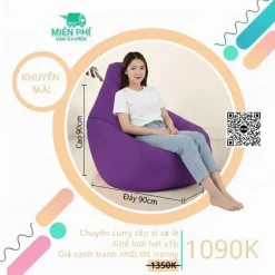 Ghế lười bãi biển hình quả lê GLL003 - Màu tím mộng mơ