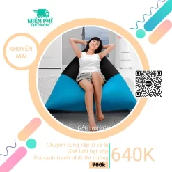 Ghế lười thư giãn giá rẻ hình Kim Tự Tháp phối màu Xanh-Đen GL0115