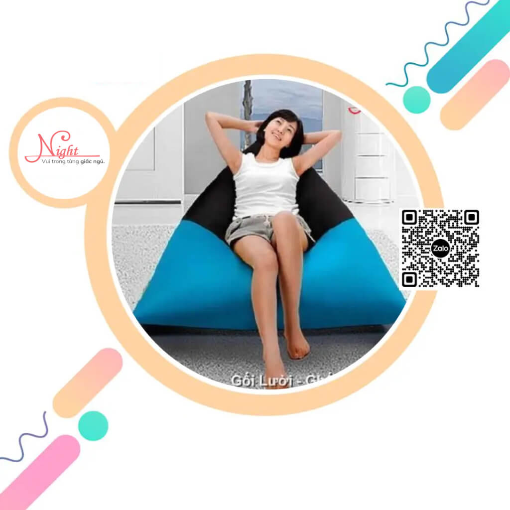 Ghế lười thư giãn giá rẻ hình Kim Tự Tháp phối màu Xanh-Đen GL0115 1 Ghế lười thư giãn giá rẻ hình Kim Tự Tháp phối màu Xanh-Đen GL0115