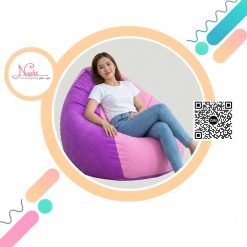 Ghế lười hạt xốp hình giọt nước decor cho phòng ngủ màu tím hồng GL203