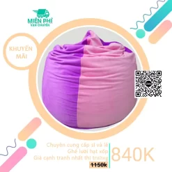 Ghế lười hạt xốp hình giọt nước decor cho phòng ngủ màu tím hồng GL203