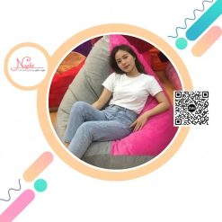 Ghế lười giọt nước nằm đa tư thế phối màu Xám - Hồng GLN157