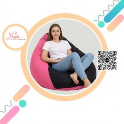Ghế lười hạt xốp giọt nước thư giãn cao cấp màu đen hồng GL202