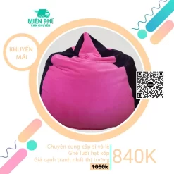 Ghế lười hạt xốp giọt nước thư giãn cao cấp màu đen hồng GL202