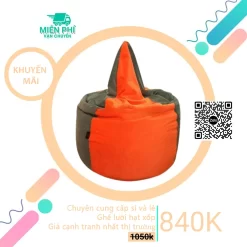 Ghế lười đa năng cao cấp hình giọt nước phối màu Xám - Cam GLN123