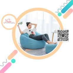 Ghế lười hạt xốp cho phòng khách hình giọt nước màu xanh da trời GL001