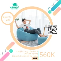 Ghế lười hạt xốp cho phòng khách hình giọt nước màu xanh da trời GL001