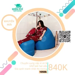 Ghế lười mềm mại hình giọt nước màu Xanh Nước Biển GLN164