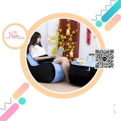 Ghế lười hạt xốp sofa thông minh cho văn phòng GL207 màu Xanh - đen
