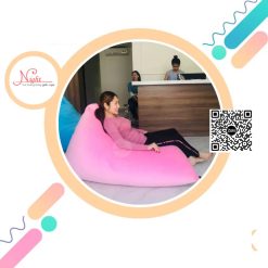 Ghế lười hạt xốp cao cấp kim tự tháp màu hồng phấn GLK01