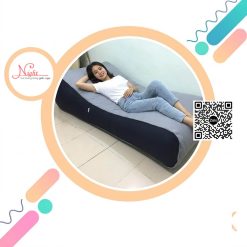 Ghế lười hạt xốp kiểu giường lười cao cấp thông minh GL036 phối màu Xám - Đen