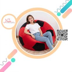 Ghế lười hạt xốp thể thao hình quả bóng QB008 Đỏ - Đen