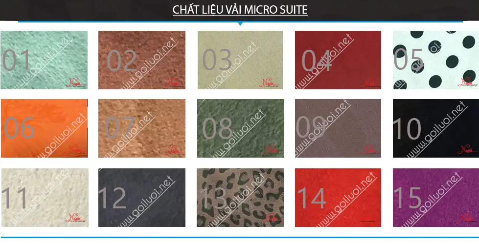 Bảng màu vải ghế lười night | vải Micro Bảng màu vải ghế lười night | vải Micro