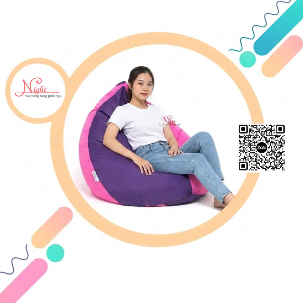 Gối lười thư giãn giọt nước phối hồng – xanh GLN017 1 Gối lười thư giãn giọt nước phối hồng – xanh GLN017