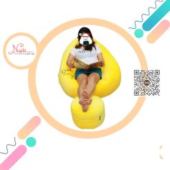 Trọn bộ gối lười đa năng - Mẫu hạt xốp hình giọt nước màu vàng tươi tắn GLN108